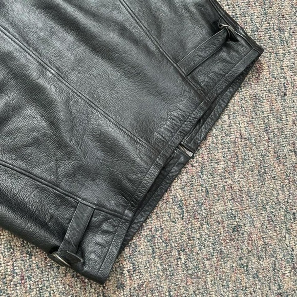 M. Julian Wilsons Mens Black Leather Biker Jacket Large Zip Up Side Buckle L - Picture 5 of 5